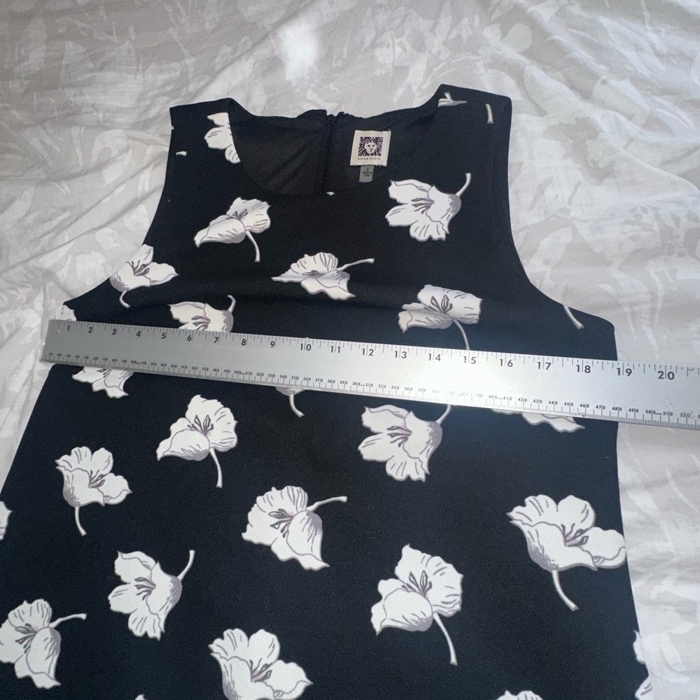 Anne Klein Black Mini Dress with White Floral Sleeveless Coastal Grandma 6 - Picture 12 of 12
